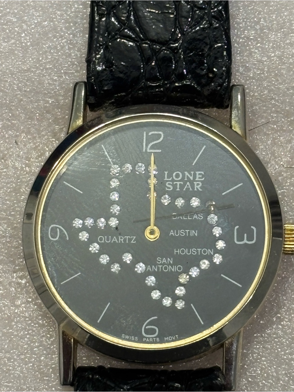 Lone Star Black and Gold Heart Accent Women's Watch